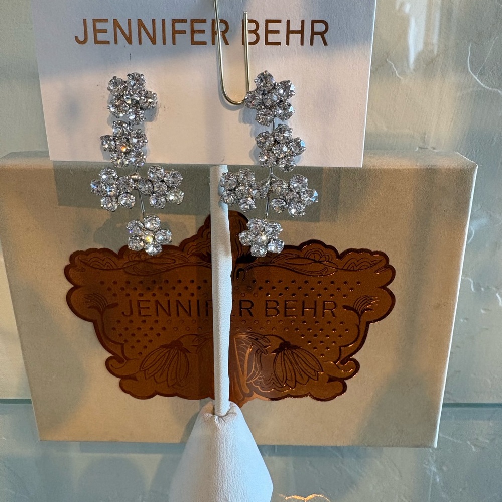 Jennifer Behr Silver Crystal Cluster Earrings